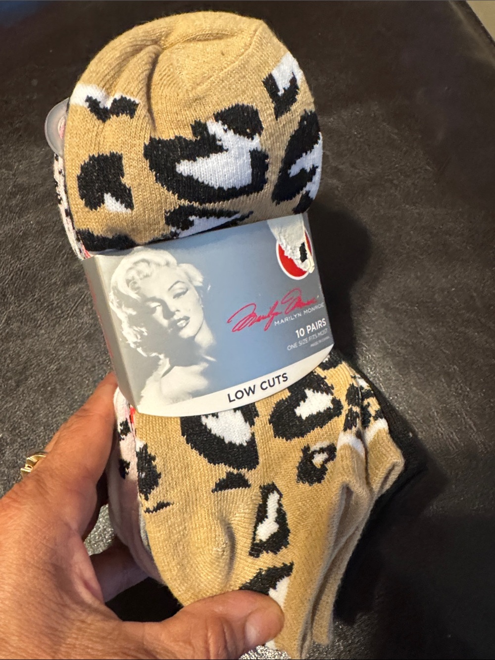 Marilyn Monroe Tan and Black Leopard Low Cut Athletic Socks (10 Pairs)